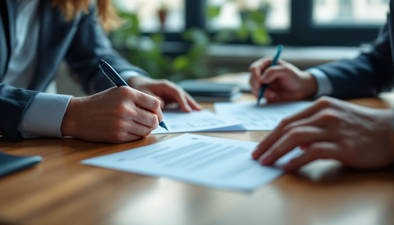Deux professionnels examinant des documents de conformité